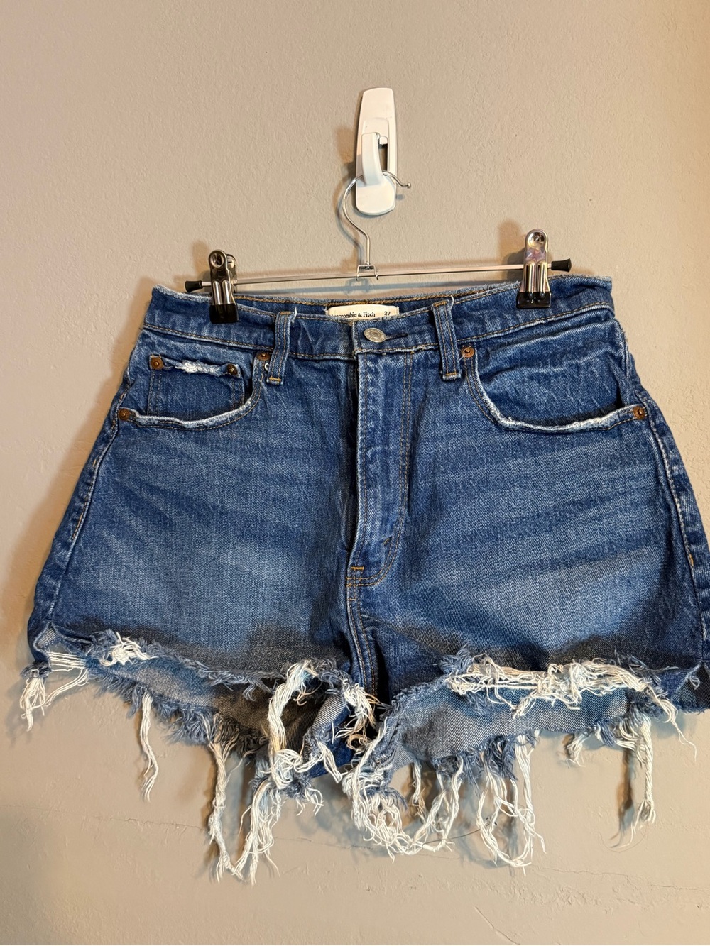Abercrombie & Fitch Distressed Blue Denim Cutoff Shorts